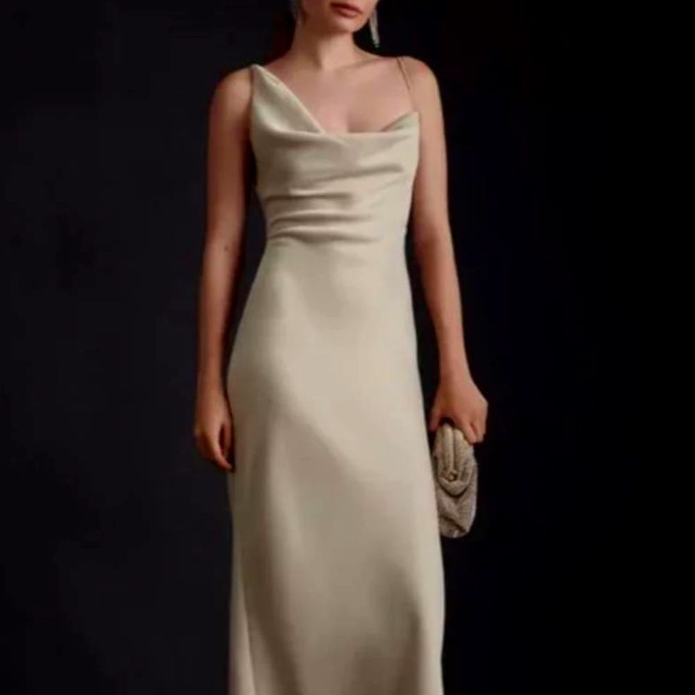 BHLDN by Anthropologie August satin midi dress in Cucumber